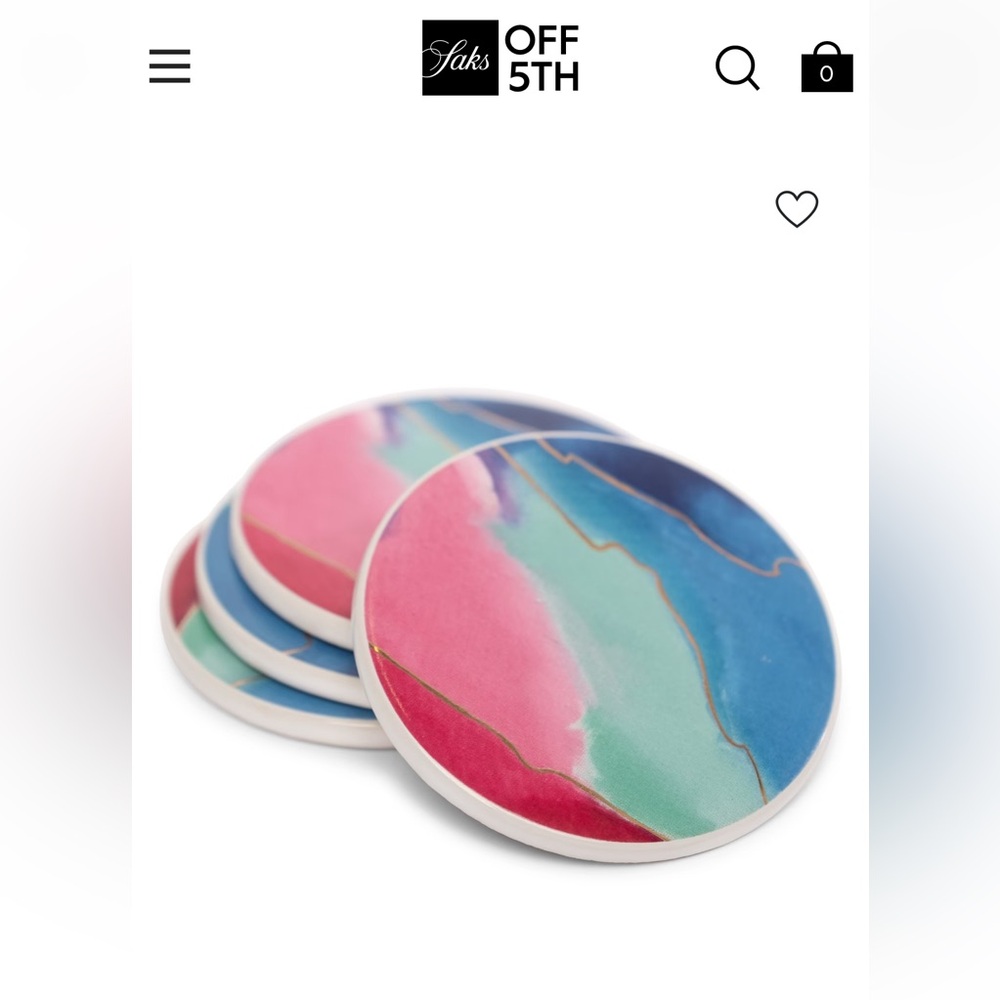 Saks Fifth Avenue- Jill ❤️Ally- Multicolor Abstract Coasters